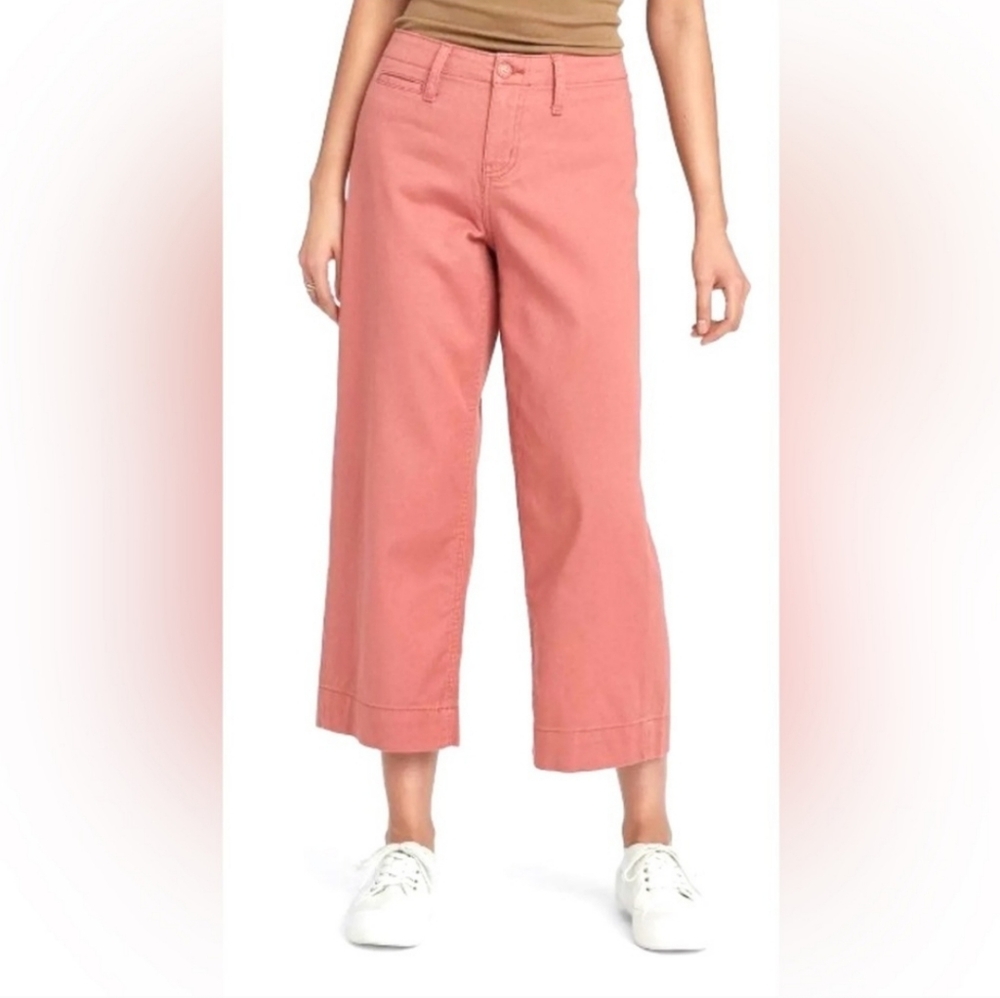 A NEW DAY Wide Leg Cropped High Waist Pants Dusty Pink NWT!